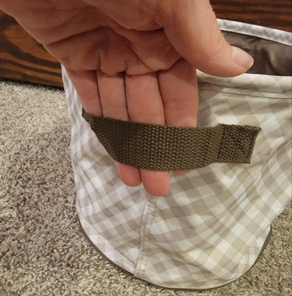 Thirty-one Cinch Top Utility Bin In Taupe Gingham